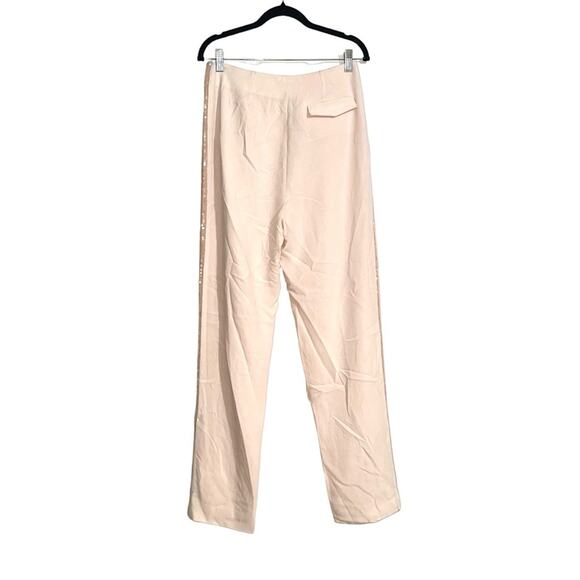 NWOT Cinq A Sept Ruthy Side Sequin Stripe Blush Pink Pleated Front Pants 4 - Picture 4 of 9